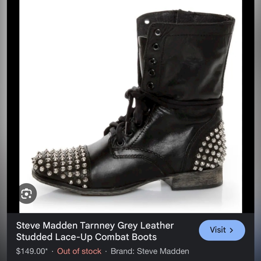 Steve Madden Black Studded Combat Boots